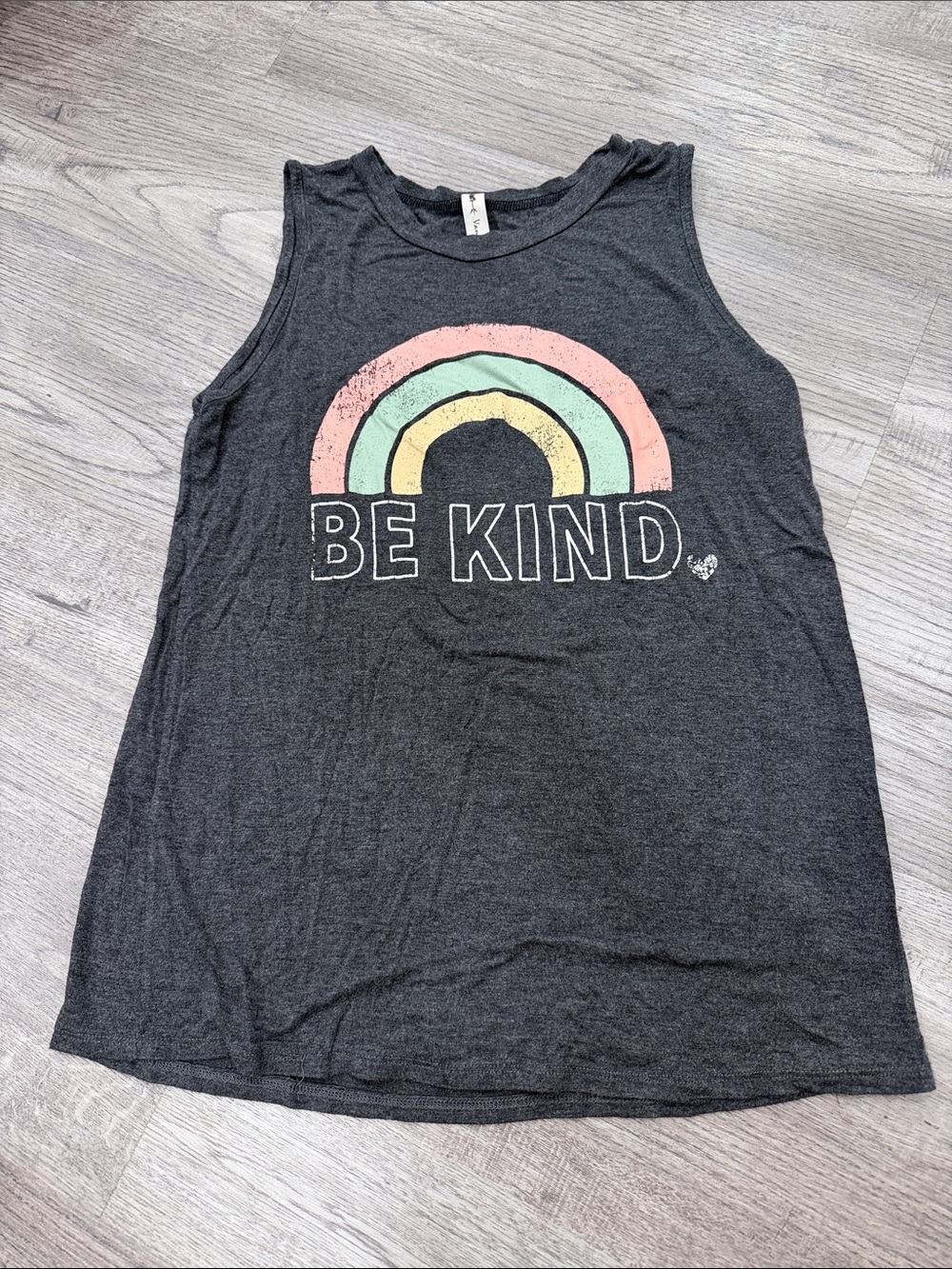Vanilla Bay Charcoal Tank Top with Pastel Rainbow